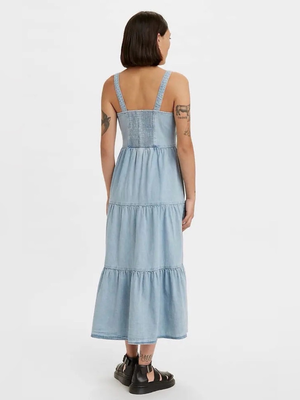 NWT LEVI’S Sabine Denim Tiered Midi Dress - Picture 6 of 13